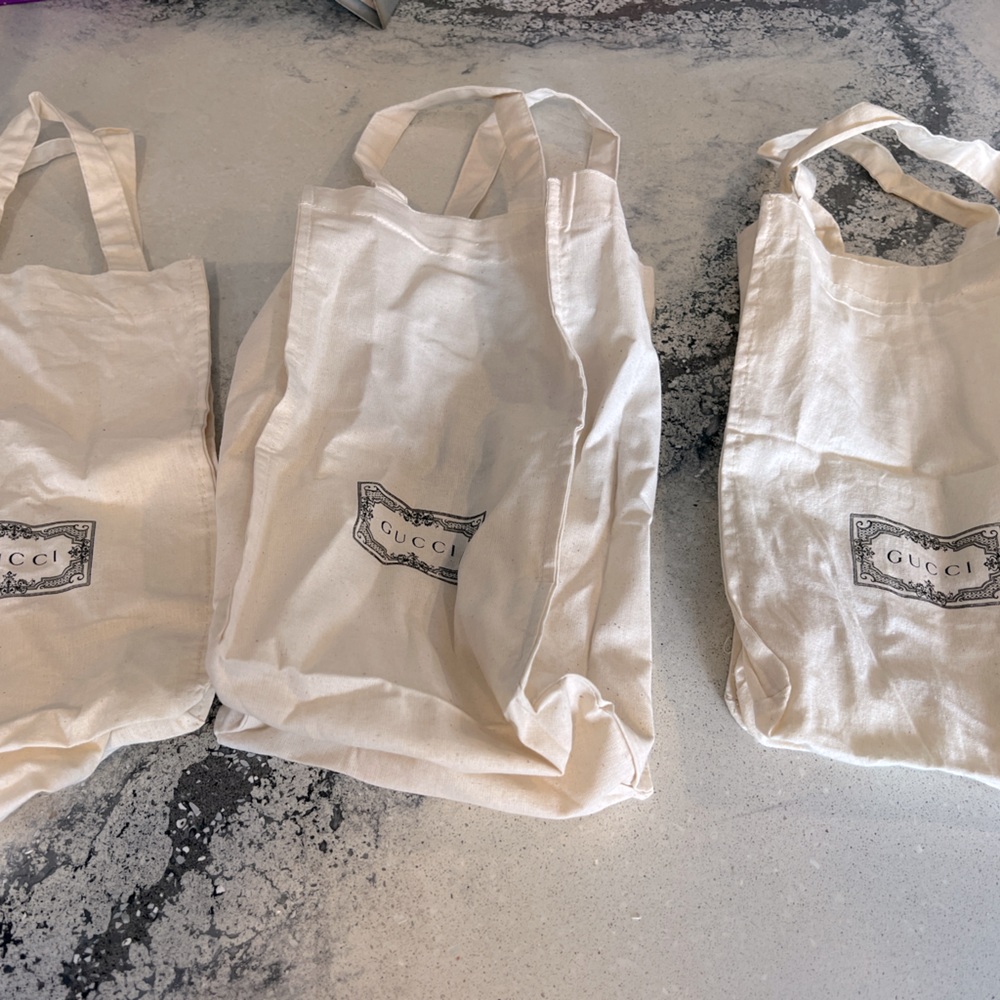 Gucci burlap shopping bags